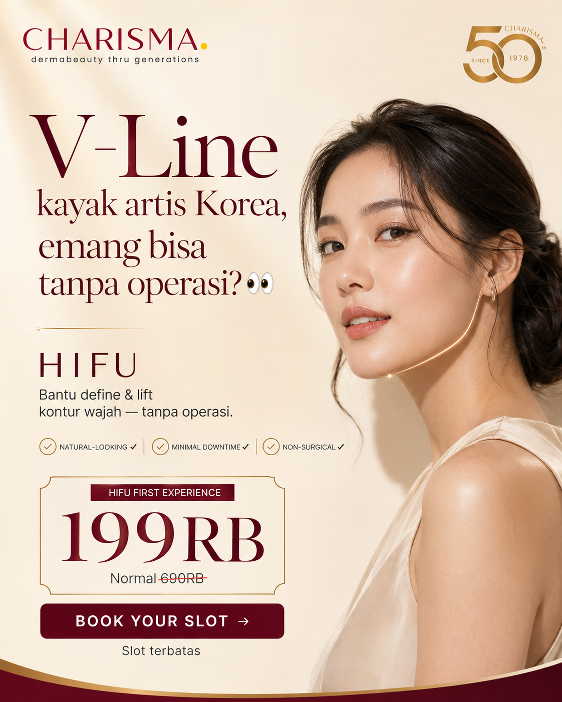 Poster resmi promo HIFU First Experience CHARISMA Rp199.000